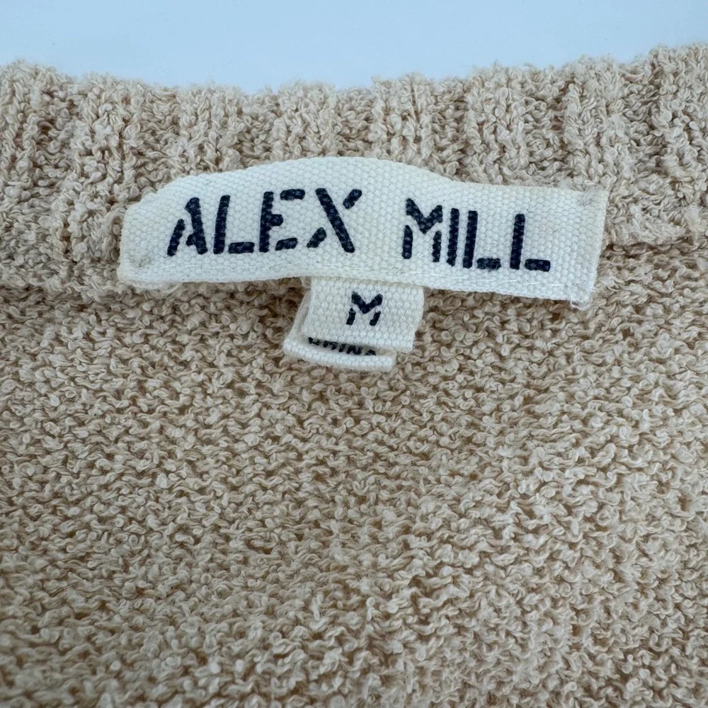 Alex Mill Cardigan Womens Medium Tan Cotton Blend Knit‎ Button Front Pocket
